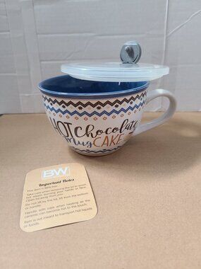 Pier 1 Mug Cake Cup Hot Chocolate Mug Large with Steamer Lid